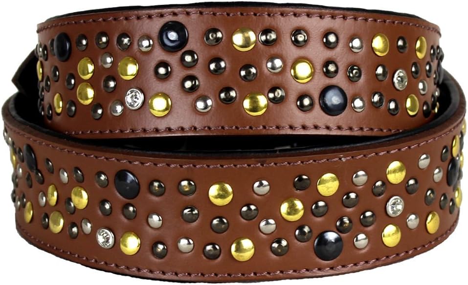 Michur Reiko brown leather collar with rivets for dogs