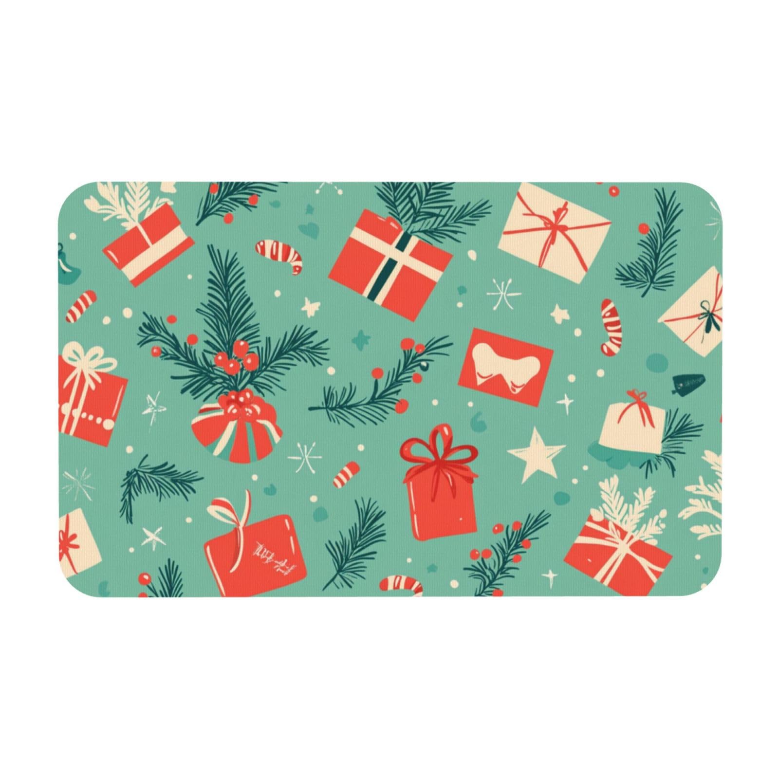 Tapis de sol antidérapant de Noël lavable et ultra absorbant en silicone