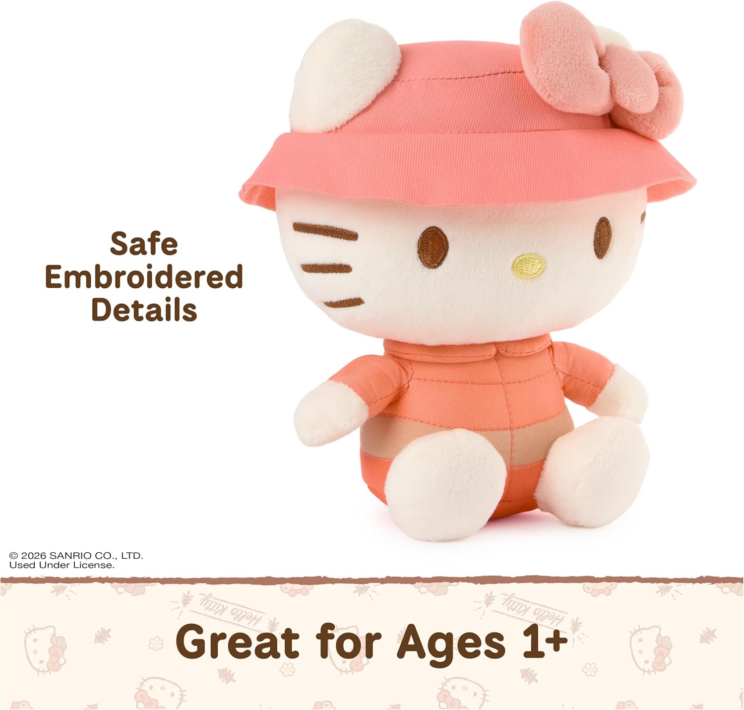 GUND Sanrio Official Hello Kitty Camping Plush, Collectible Plush Toy, Stuffed Animal for Ages 1 and Up, White, 6”