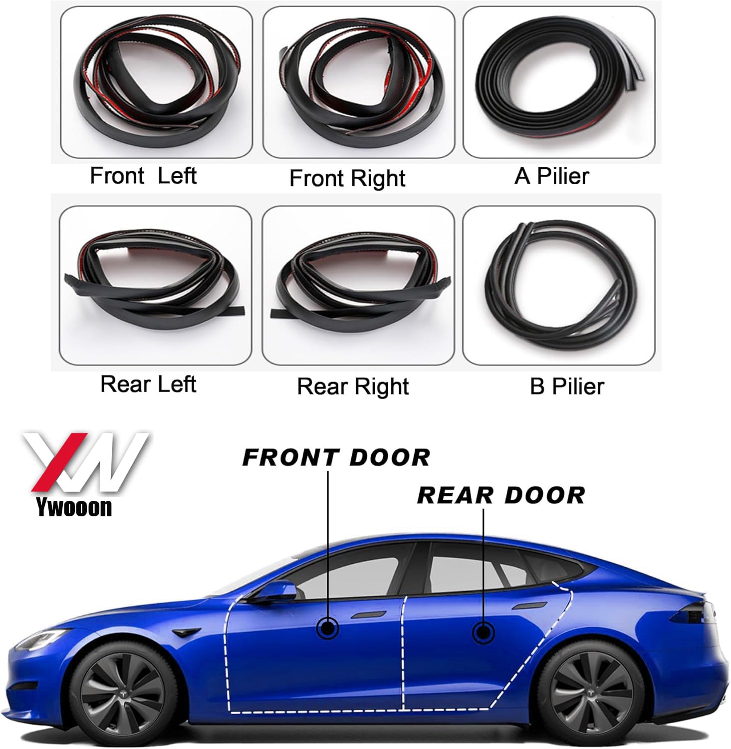 Kit De Joint De Porte pour Tesla Model 3, Fenêtre de porte Sanoproproprow Bruit Isolation Scellant, Carreau de Câble Météo de La Voiture Bénévrage du Câble pour Model 3