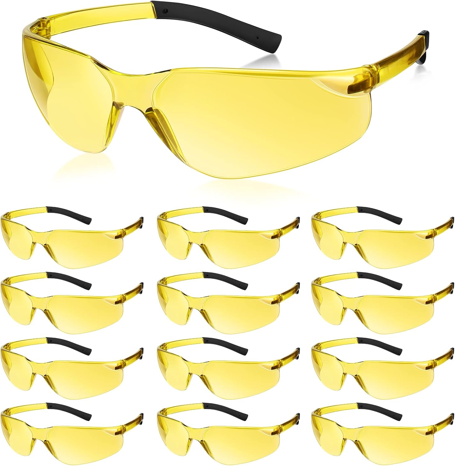 Queekay 12 Pack Safety Glasses Bulk Impact UV Scratch Glasses Protective Eyewear for Men Women Adolescents Eye Protection for Work Lab Construction Science (Gray)