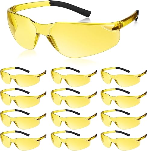 Miniatura 9 de Queekay Paquete de 12 gafas de seguridad a granel, gafas de impacto UV y resistentes a arañazos, gafas protectoras para hombres, mujeres