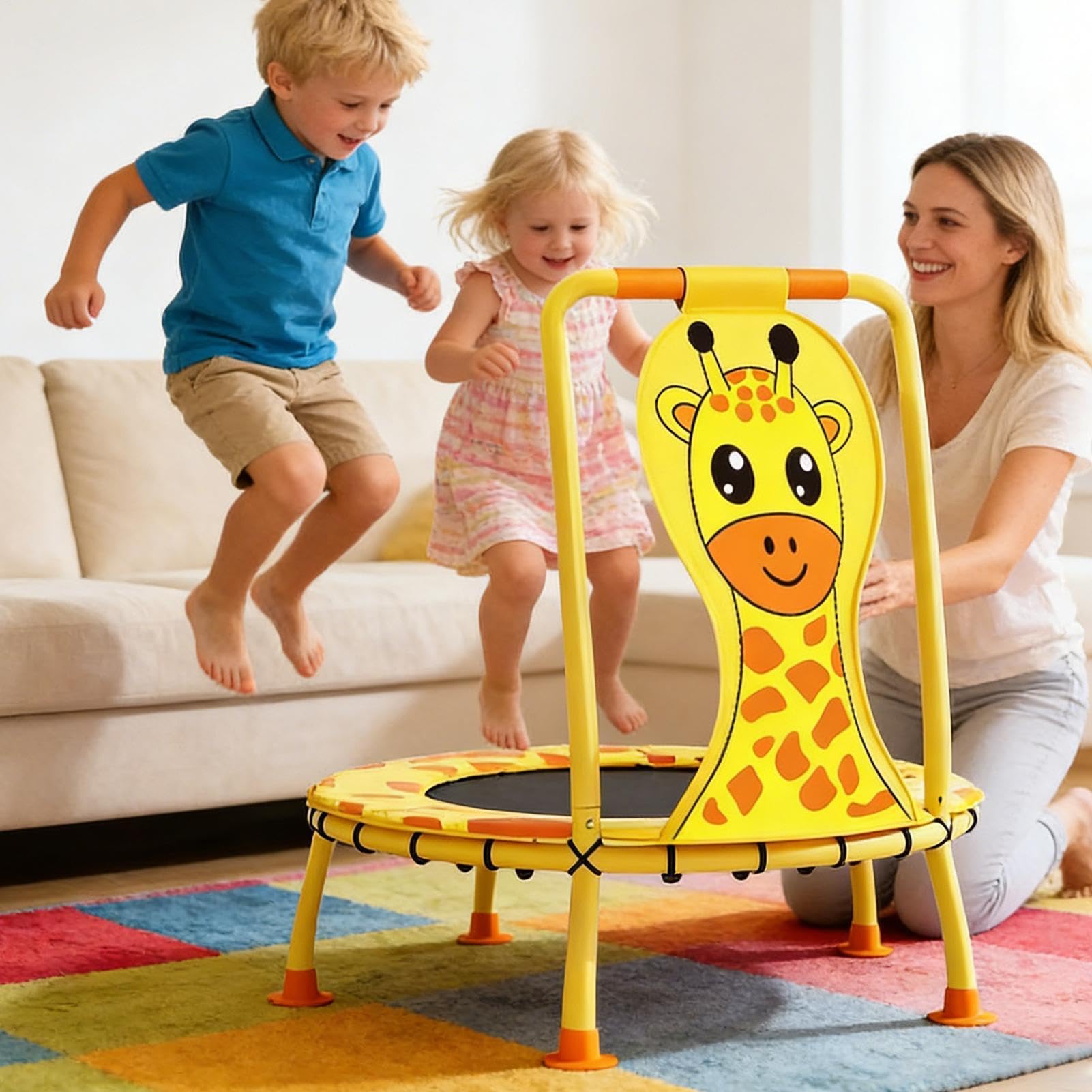Kindertrampolin – 39 Zoll Safe Fitness Rebounder | Stahl Active Jumping Toy – 5050 g verzinkter Rahmen mit langlebigem PP Cloth, perfekt für 1-6 Jahre alte Mädchen Enjoying Backyard Training.
