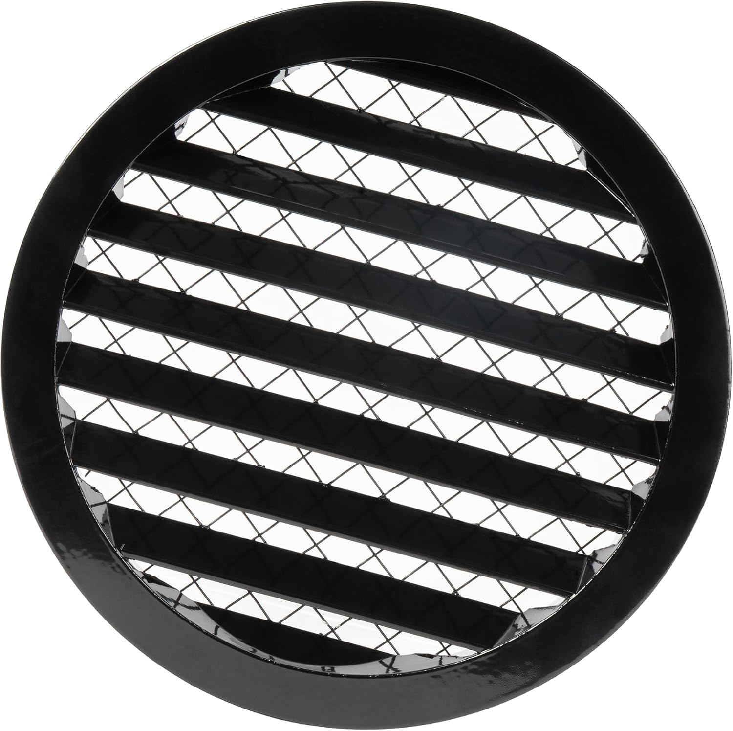 Vent Systems 8" Inch Soffit Vent Cover - Black Round Air Vent Louver - Grill Cover - Built-in Mesh Screen - HVAC Vents for Outside Use, Home Office, Kitchen - Industrial Aluminum Alloy Grille