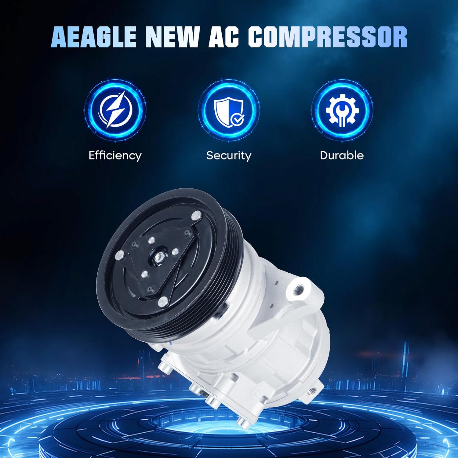 Air Conditioning Compressor and A/C Clutch for Jeep Grand Cherokee 4.0L 1999-2004, for Jeep Wrangler 4.0 1999 2000 2001 2002 2003 2004 2005 2006