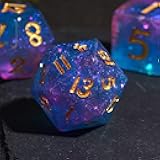 HDdais DND Dice Set, 7PCS Blue Polyhedral Dice Set Filled with Glitter for Dungeons and Dragons Role Playing Game and Tabletop Games