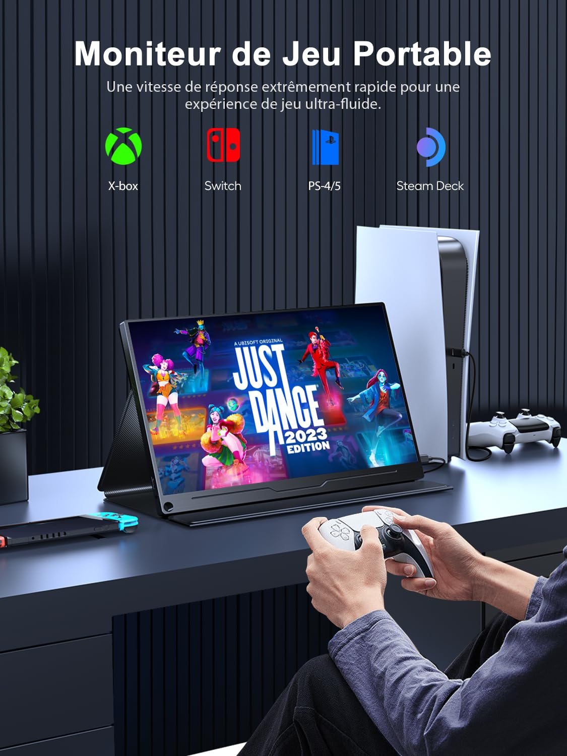 UPERFECT 18,5" 120Hz Ecran Portable, Full HD 1080P, Boîtier Métallique
