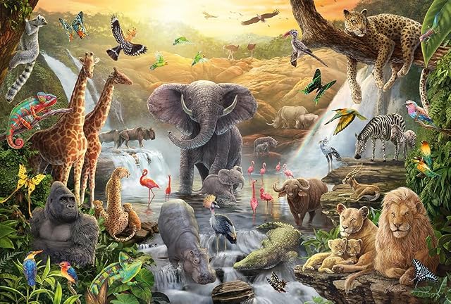 Schmidt Spiele 56454 Animales en África, Puzzle Infantil de 60 Piezas, Rompecabezas