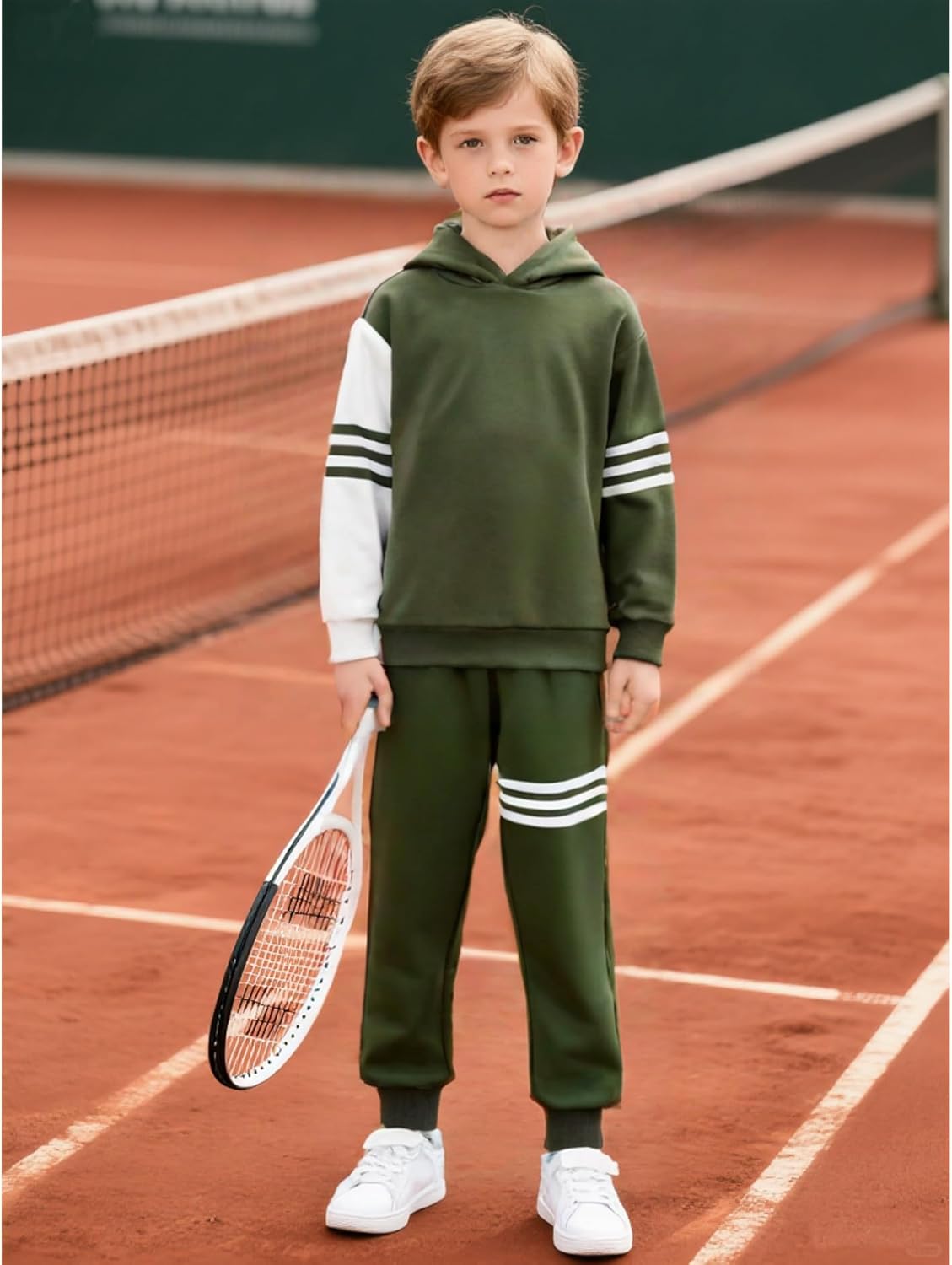 Boy Clothes Long Sleeve Striped Hoodie Sweatshirts Top and Pants Fall Winter Kids Boys 2 Pieces Outfits 3-12 Years - Image 5