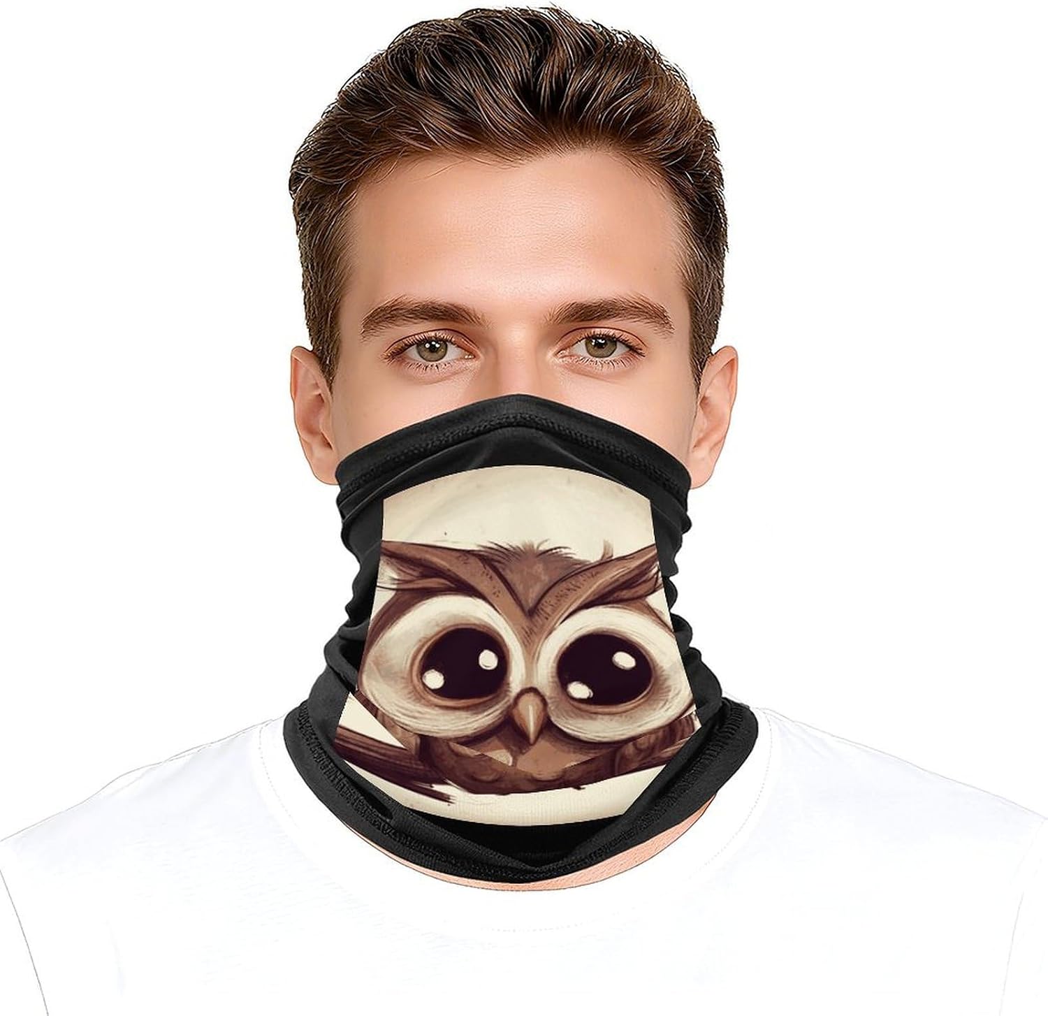 Cute Owl Neck Gaiter Face Mask UV Protection for Men Women, Breathable Quick Dry Face Cover Bandana Outdoor Sports Balaclava Wind-Proof for Hiking Skiing Motorcycle Cycling