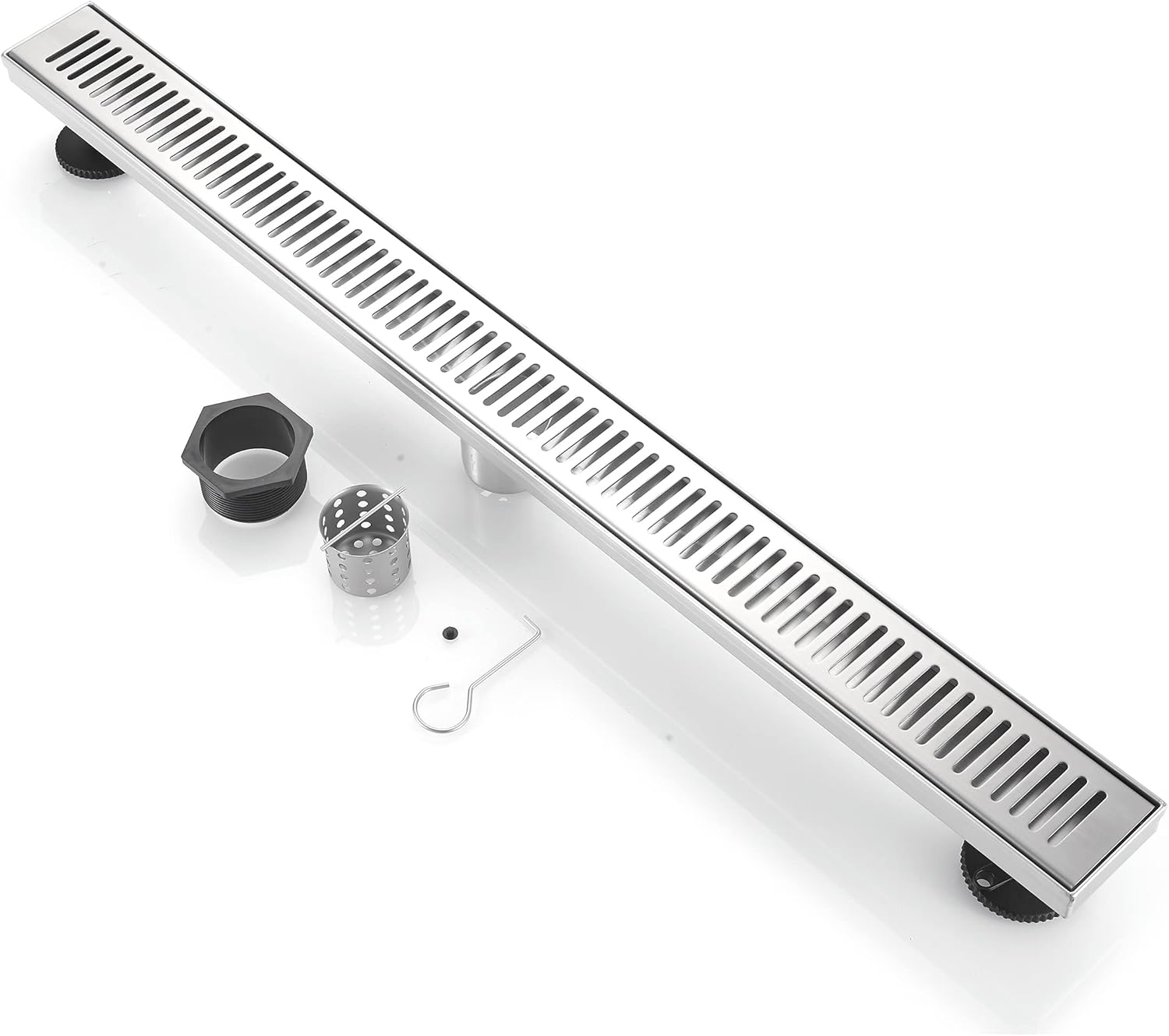 BOANN 304 Stainless Steel Rectangular Linear Shower Floor Drain (32 in, Nickel)