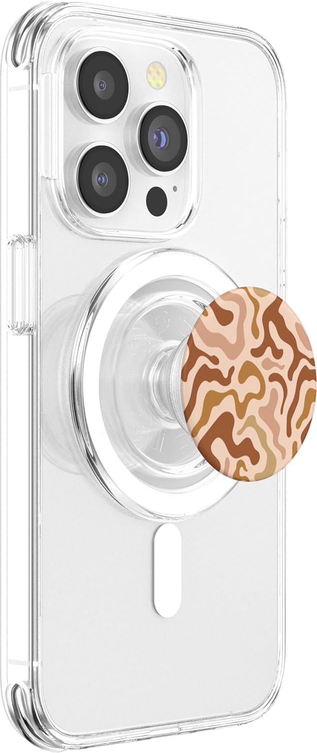 Brown Liquid Swirl Abstract Aesthetic PopSockets MagSafe PopGrip for iPhone
