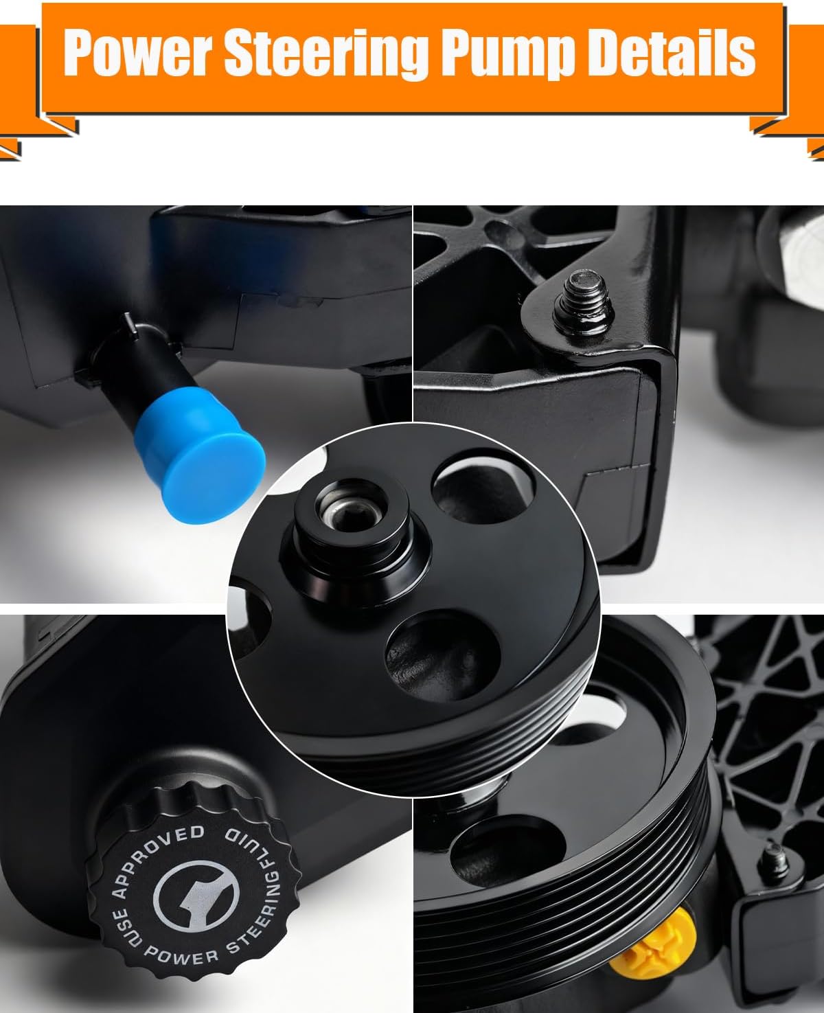 20-70269 Power Steering Pump with Pulley Fits for Dodge Ram 1500 2002-2007, for Dodge Durango 2004 2005 2006 2007, Power Assit Pump Assembly for Chrysler Aspen 2007 Replace OE# 20-70269