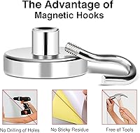 Vista 5 de MIKEDE - Ganchos magnéticos, ganchos magnéticos de alta resistencia de 85LB+ para crucero con revestimiento epoxi para refrigerador, ganchos