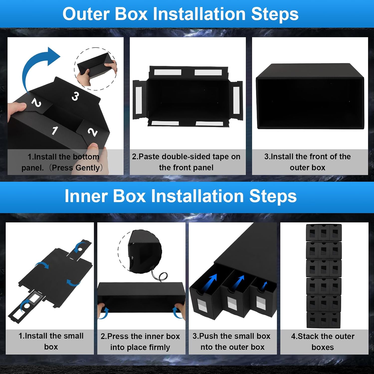 Trading Card Storage Box, 18000+ Cards Deck Box for MTG Commander, Trading Cards Organizer with 48 Card Dividers, Labels & Tapes, Visible Card Deck Boxes for MTG TCG PTCG Sport Cards