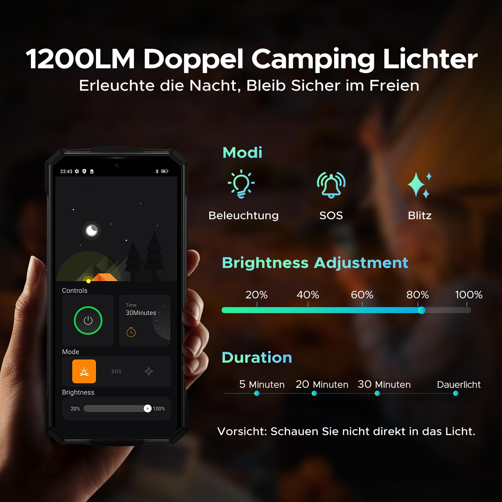 Fire 7 Pro Outdoor Mobile Phone Without Contract 1200LM Dual Camping Lamp AI 5G, Walkie Talkie, 13000mAh, Outdoor Smartphone 32GB+256GB, 6.6 Inch 64MP 3 Card Slot/Face ID/OTG/NFC
