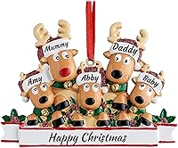 Vista 15 de Adorno personalizado para árbol de Navidad de 2, 3, 4, 5, 6, 7, 8, nombre personalizado, lindo reno, decoración de Navidad, regalo de Navidad