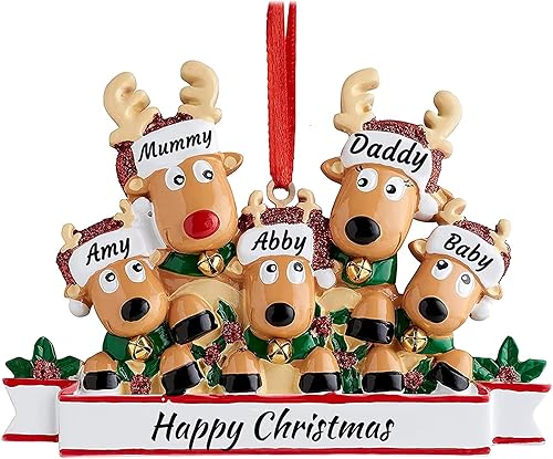 Miniatura 15 de Adorno personalizado para árbol de Navidad de 2, 3, 4, 5, 6, 7, 8, nombre personalizado, lindo reno, decoración de Navidad, regalo de Navidad