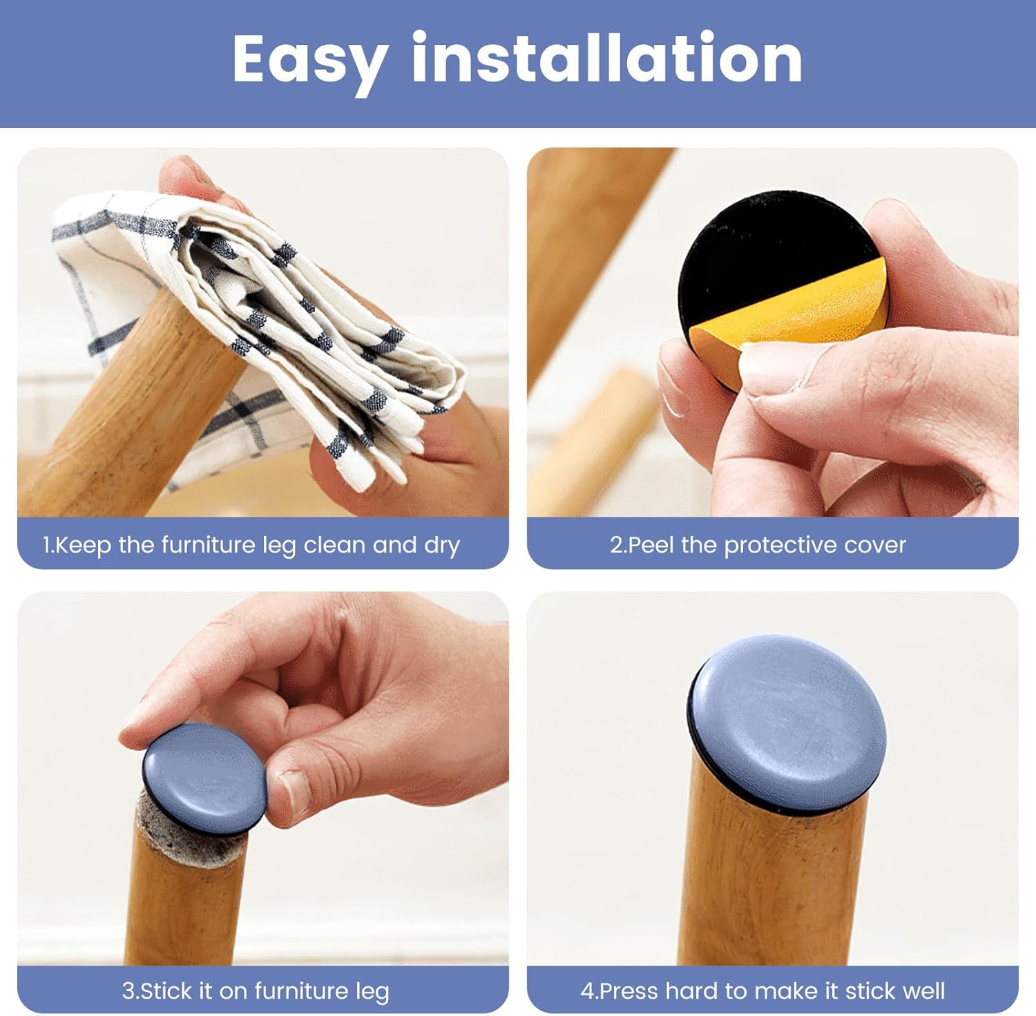 20 Pieces Furniture Glides, Teflon Chair Glides, Self-Adhesive Furniture Slides, Chair Glides, Universal Furniture Glides for Dining Table and Chairs, 20 mm