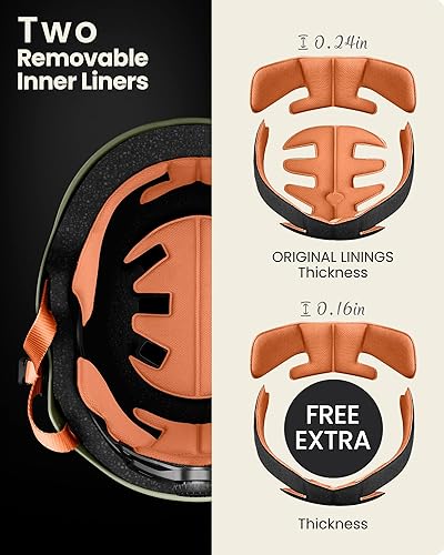 Miniatura 3 de OutdoorMaster - Casco de patineta o bicicleta, con dos forros extraíbles y ventilación, para varios deportes, patinaje, patinaje en línea, para