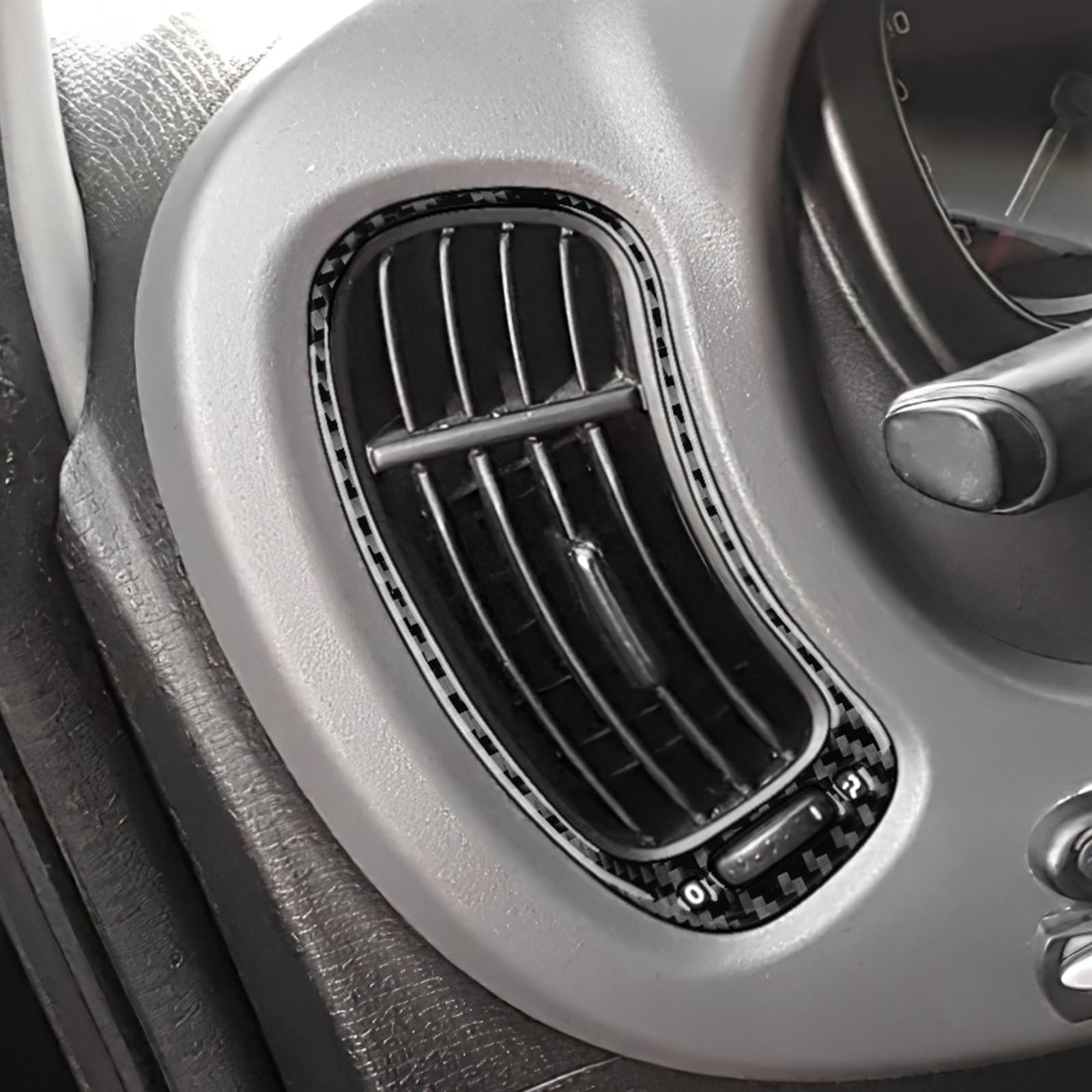 KUNGKIC Per Fiat Panda 169 319 2013-2025 in fibra di carbonio, console centrale auto, cruscotto, entrambi i lati, telaio di scarico dell'aria, adesivo per interni, accessorio decorativo, regalo (nero)