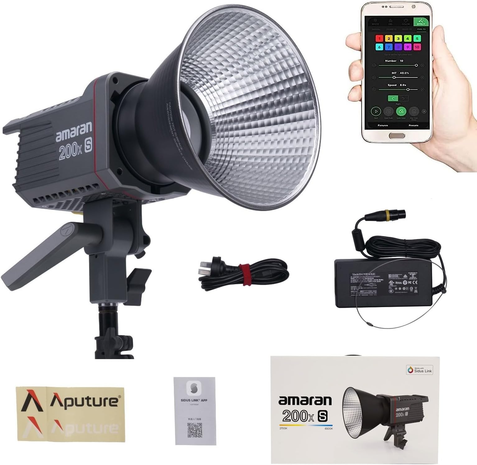 EACHSHOTAmaran 200X S 200Xs Bi-Color COB LED Video Light, DC/AC Power Supply, APP Control, Continuous Studio LED Light for Portrait, Studio, Interview and Filming