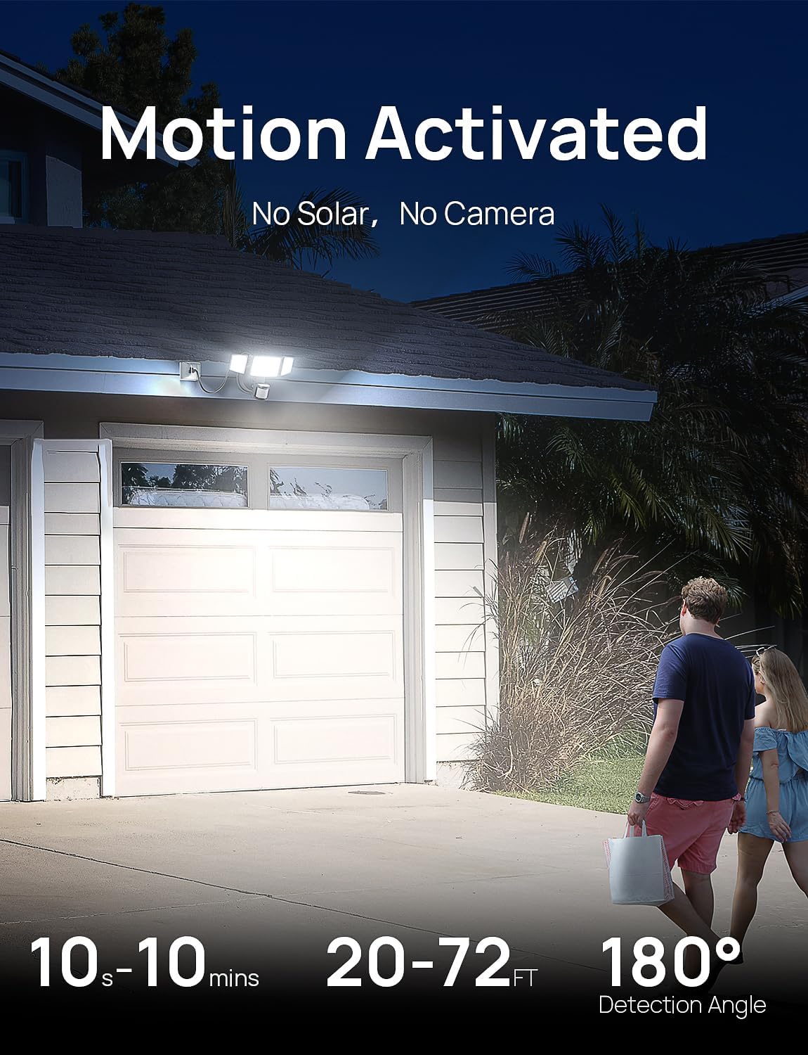 75W Motion Sensor Outdoor Lights Plug in, Led Flood Lights Outdoor Dusk to Dawn, 7500LM Security Lights Motion Activated IP65 Waterproof, Motion Floodights for Outside Garage Yard Patio(Black)