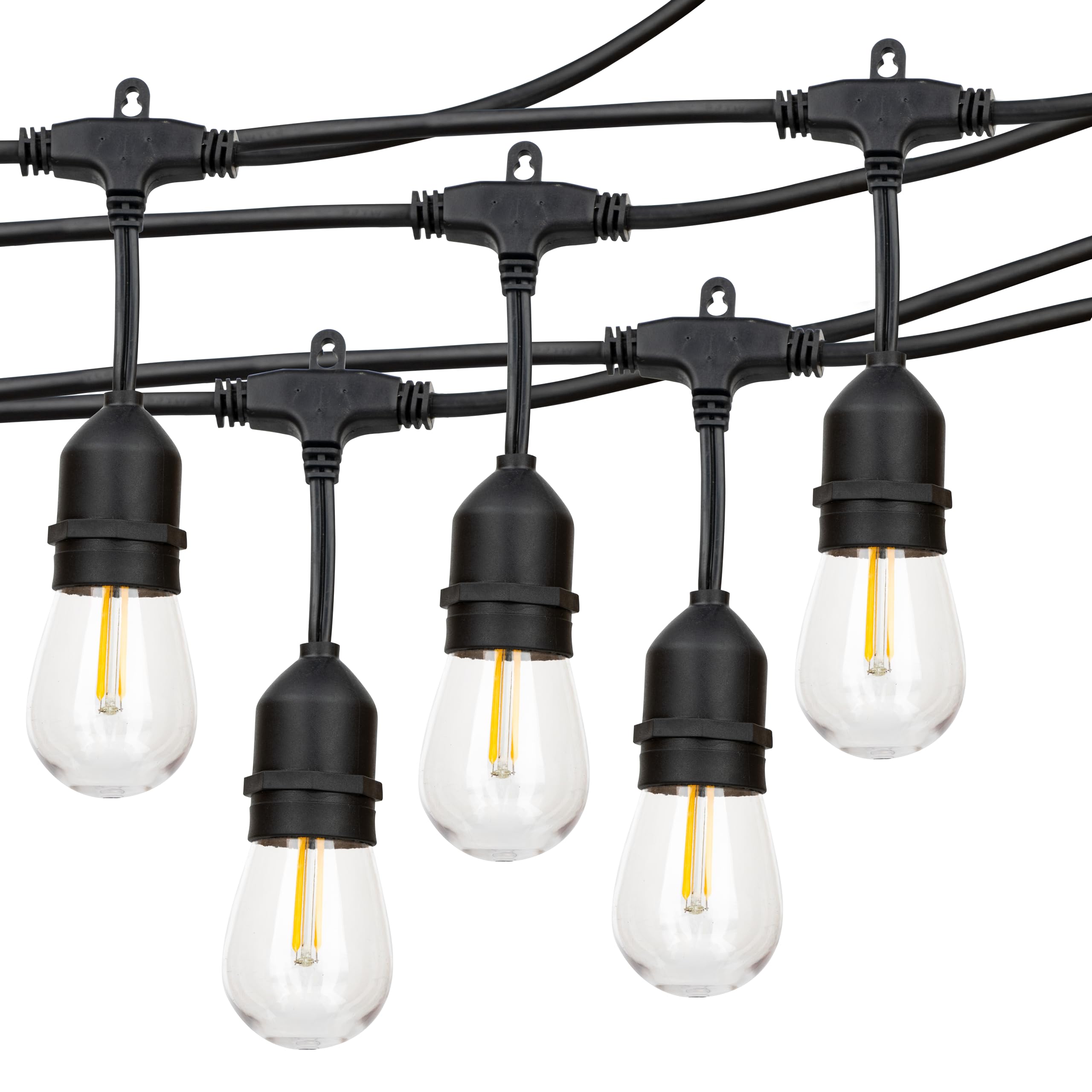 Tekled Black Tekled® Led Outdoor String Festoon Lights | 15 Led St14 Edison Bulbs | Ip65 Waterproof Indoor Outdoor 11 Meter With Uk Plug | Warm White | For Patio Garden Backyard Home Christmas Tree Party Terrace