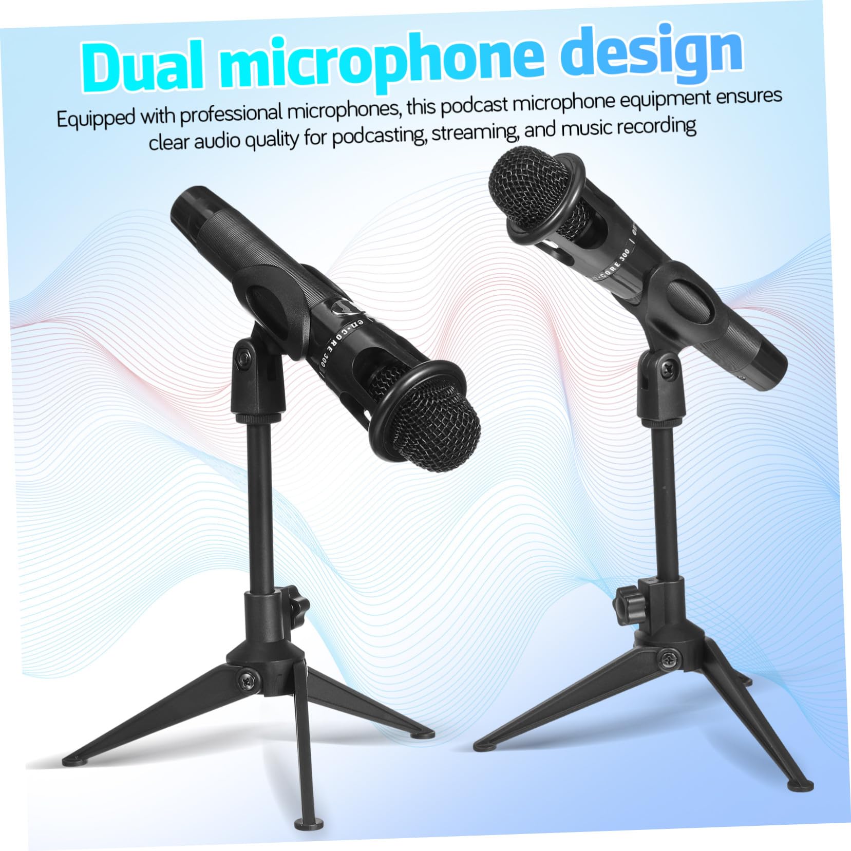 E300 Audiomixer mit Dual Mikrofon Design für Podcasts und Djs | Schwarz, 1 Satz, Metall und Kunststoff, für Live Auftritte und Professionelle Nutzung