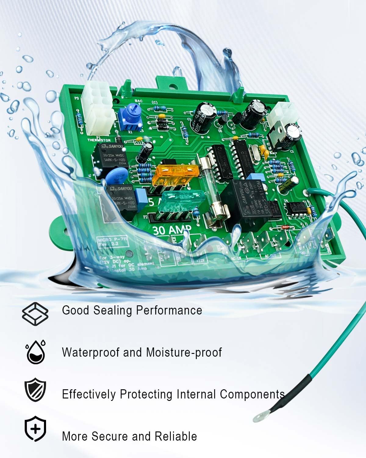 Refrigerator Power Circuit Control Board Fit for Dometic Micro P-711 2-Way and 3-Way Series Models, Waterproof RV Fridge Circuit Board Replace 2931842.01 2931843.01