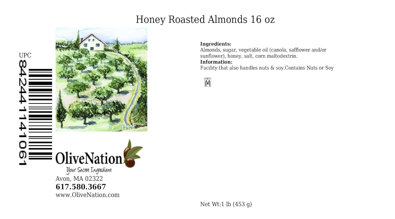 OliveNation Honey Roasted Almonds, Sweet and Salty Whole Nuts for Baking, Snacking, Edible Decoration - Non-GMO, Gluten Free, Kosher - 16 ounces