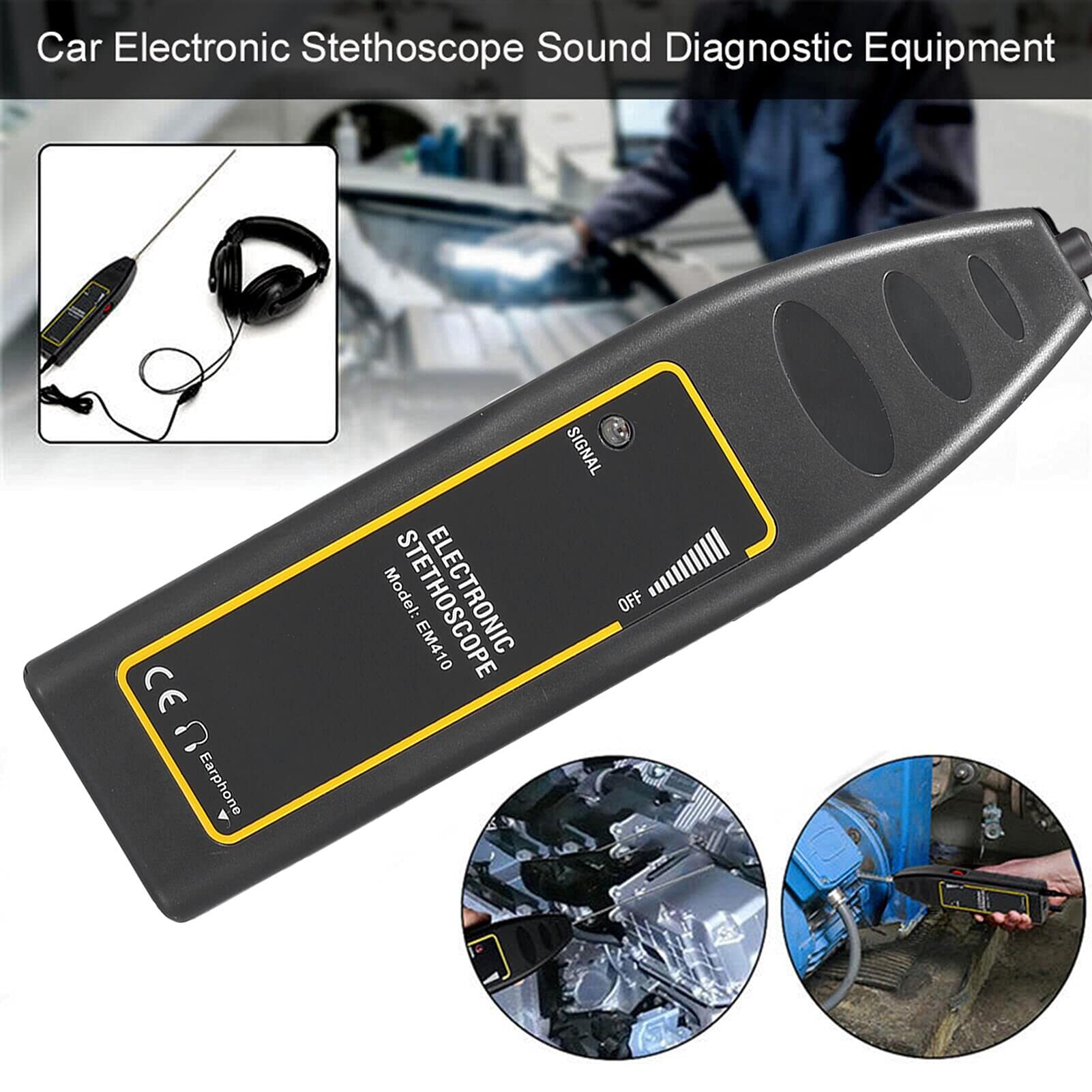 Asudaro Stéthoscope électronique Automobile, Automobile Moteur Sonde De Diagnostic Mécanique Et Casque Détecteur de Bruit Automobile Outil Réparation Moteur Stéthoscope de Moteur Voiture