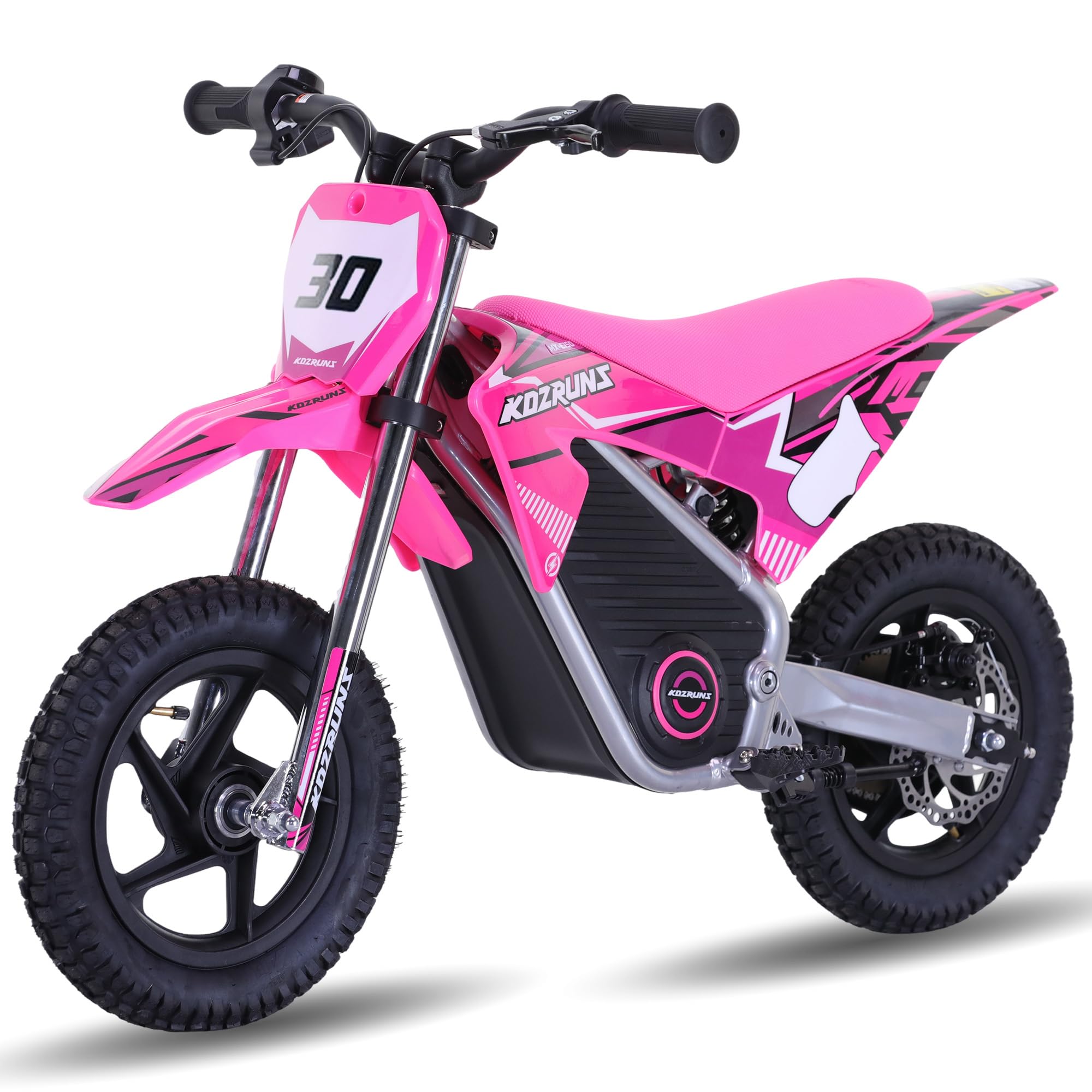 Electric Dirt Bike for Kids Aged 3-6, 150W High Racing Competition Grade Electric Motorcycle, Up to 8MPH, 2 Speed Settings, Safe Disc Brakes, 12IN Off-Road Tires & Advanced Shock Absorption，Pink