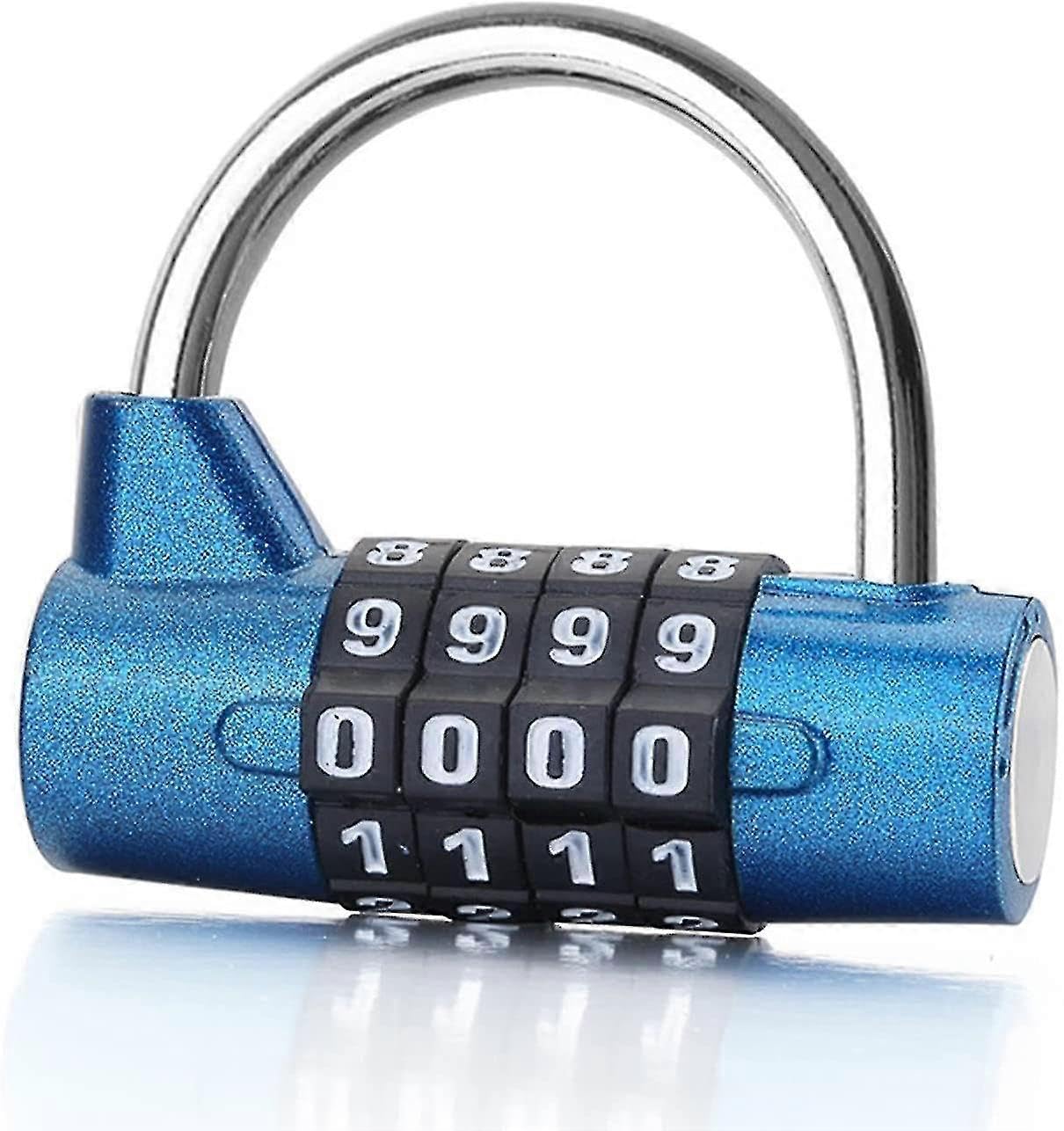 Auspicious-4 Digit Code Padlock, Gym Locker Lock, Heavy Duty Resettable Lock Rustproof Resettable Padlock, U-Shape Security Code Lock (Blue)