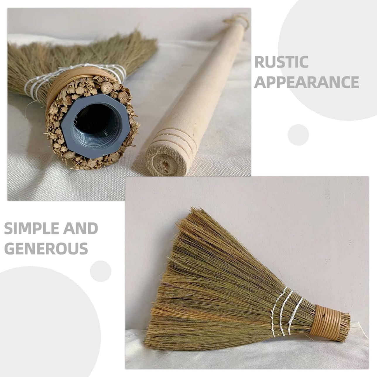 Hand Woven Detachable Broom 74cm Small Dust Brush Broom Straw Desktop Cleaning for Home and Farmhouse Use