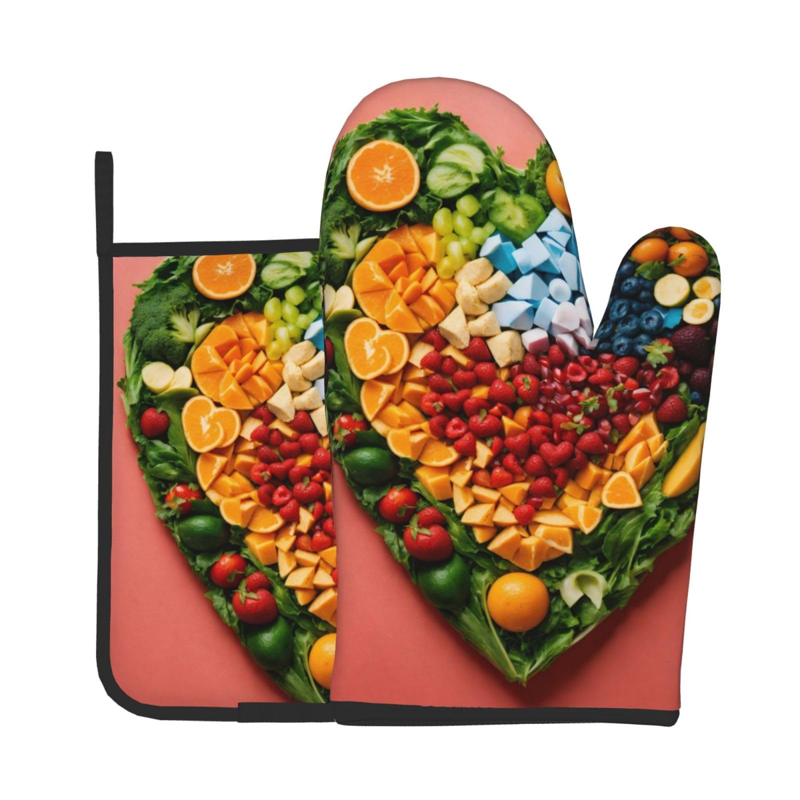 Rainbow Vegetable and Fruit Kitchen Baking Two-Piece Set,Multipurpose Oven Gloves,Used for Barbecue Kitchen Baking