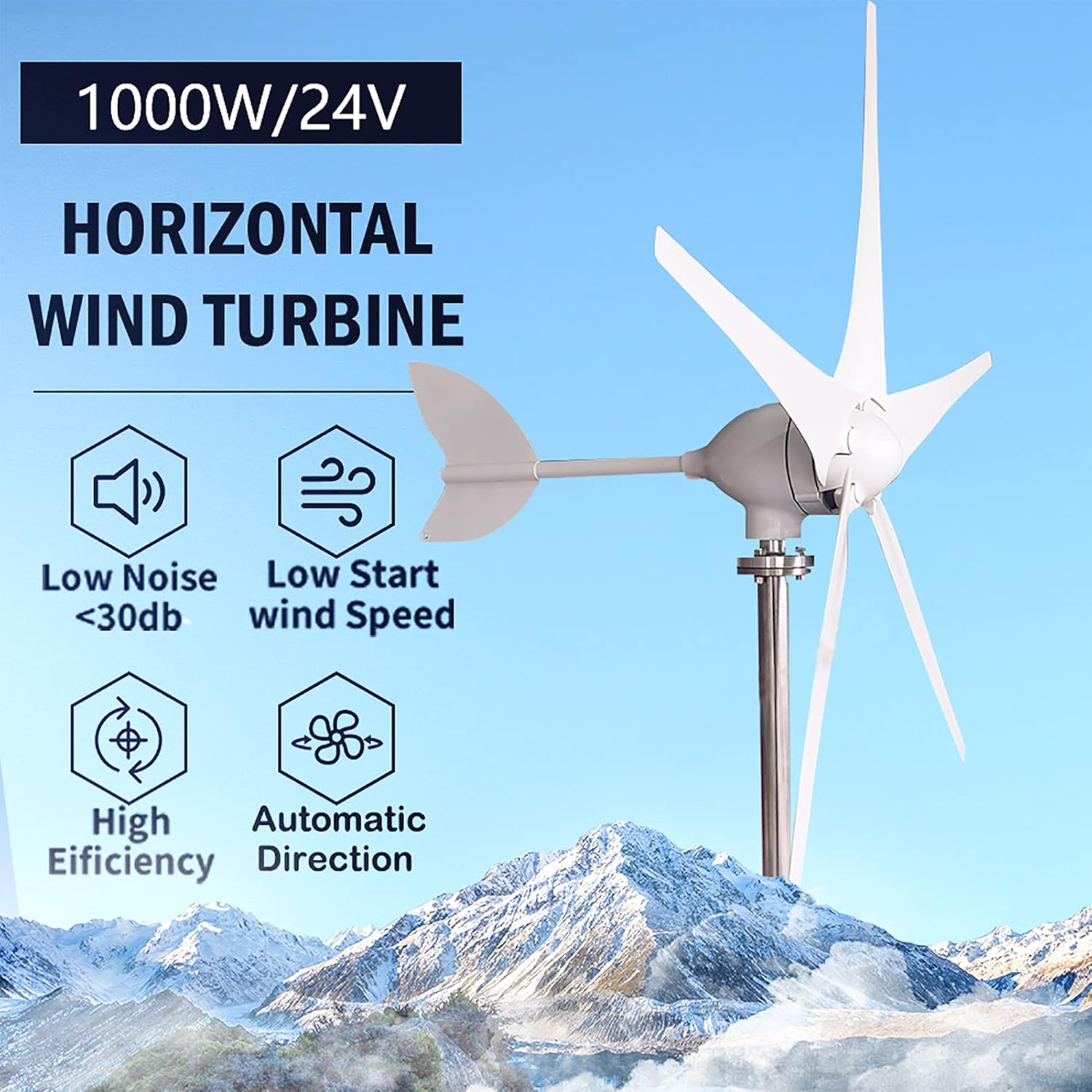 Coldwind Low Wind Speed Start 12V 24v 48V 600W 800W 1000W Wind Power Generator Windmill Turbine with Mppt Boost Charge Controller-1000w 6 Blades 48v : Patio, Lawn & Garden