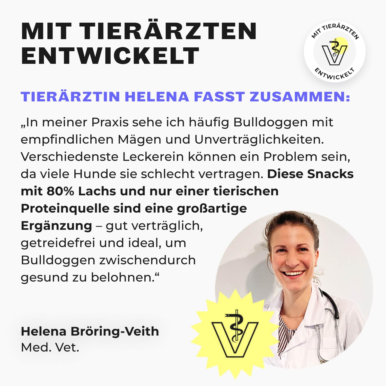 HEY HOLY Premium Hundeleckerlis für Bulldogen 100% getreidefrei | Hunde Snacks | 6 x 200 g Leckerli für ausgewachsene Bulldogen mit Lachs | Hochverträglich aus natürlichen Zutaten