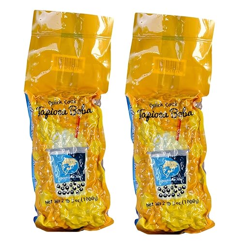 BUBBLE TEA SUPPLY Boba Pearls BLACK 2 bolsas 2.2 # 40+ porciones (aka) Las MEJORES perlas de tapioca azúcar moreno Boba Boba Bolas de Boba Tapioca