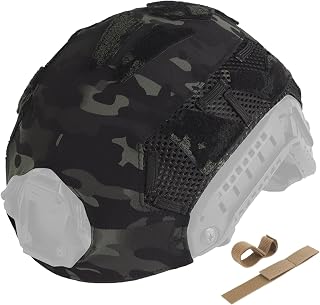 Tactical Helmet Cover, Fits Fast Bump High Cut Helmets, Lightweight Camo Mesh with Patch Panels, Outdoor Airsoft Paintball Gear