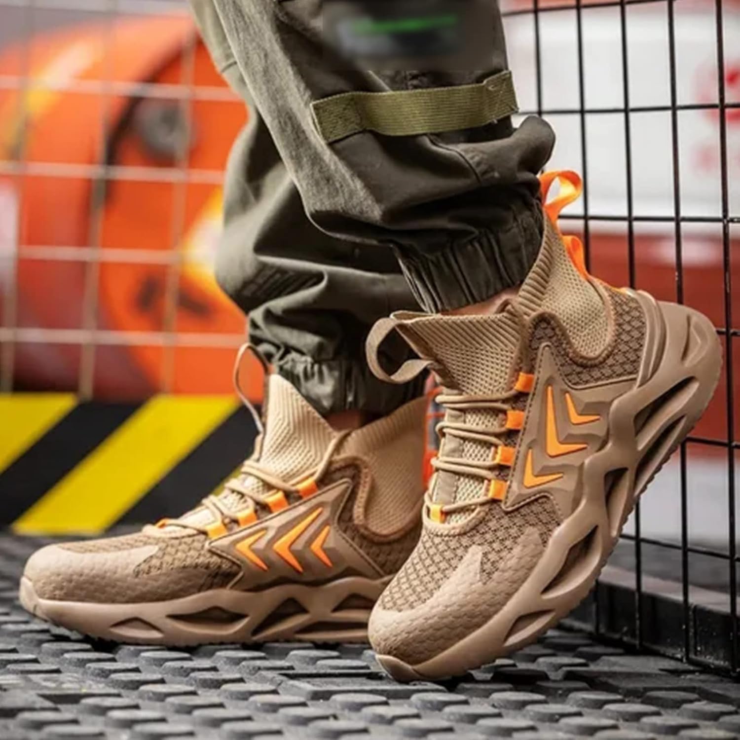 [Geavonyg] 不滅の作業靴軽量滑りにくい産業建設スニーカーブーツ鋼つま先ブーツ鋼つま先スニーカー女性のための男性