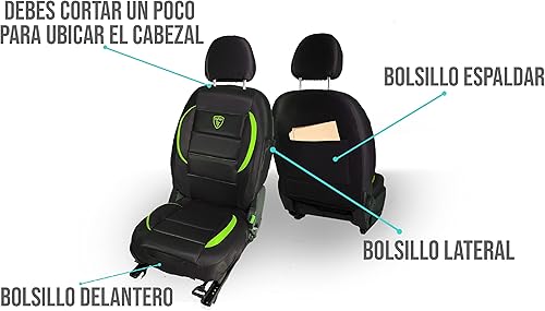 Miniatura 8 de Cubre Asientos de Carros Juego Universal 11 piezas Forros Deportivos Negro Beige