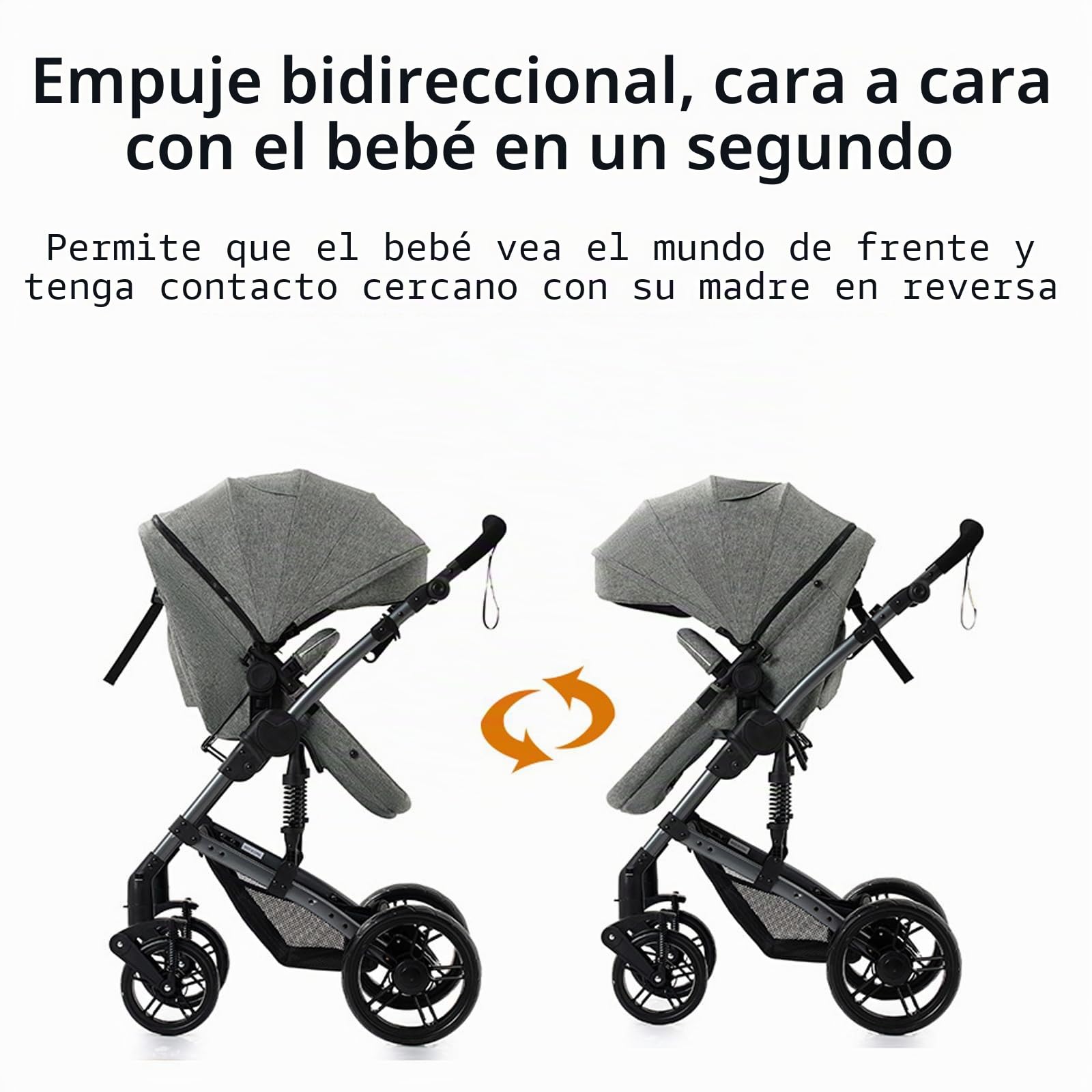 Carrito bebe 3 en 1, Capazo, Cochecito Deportivo y Silla de Coche, para Bebés de 0 a 36 Meses (Negro Oro)