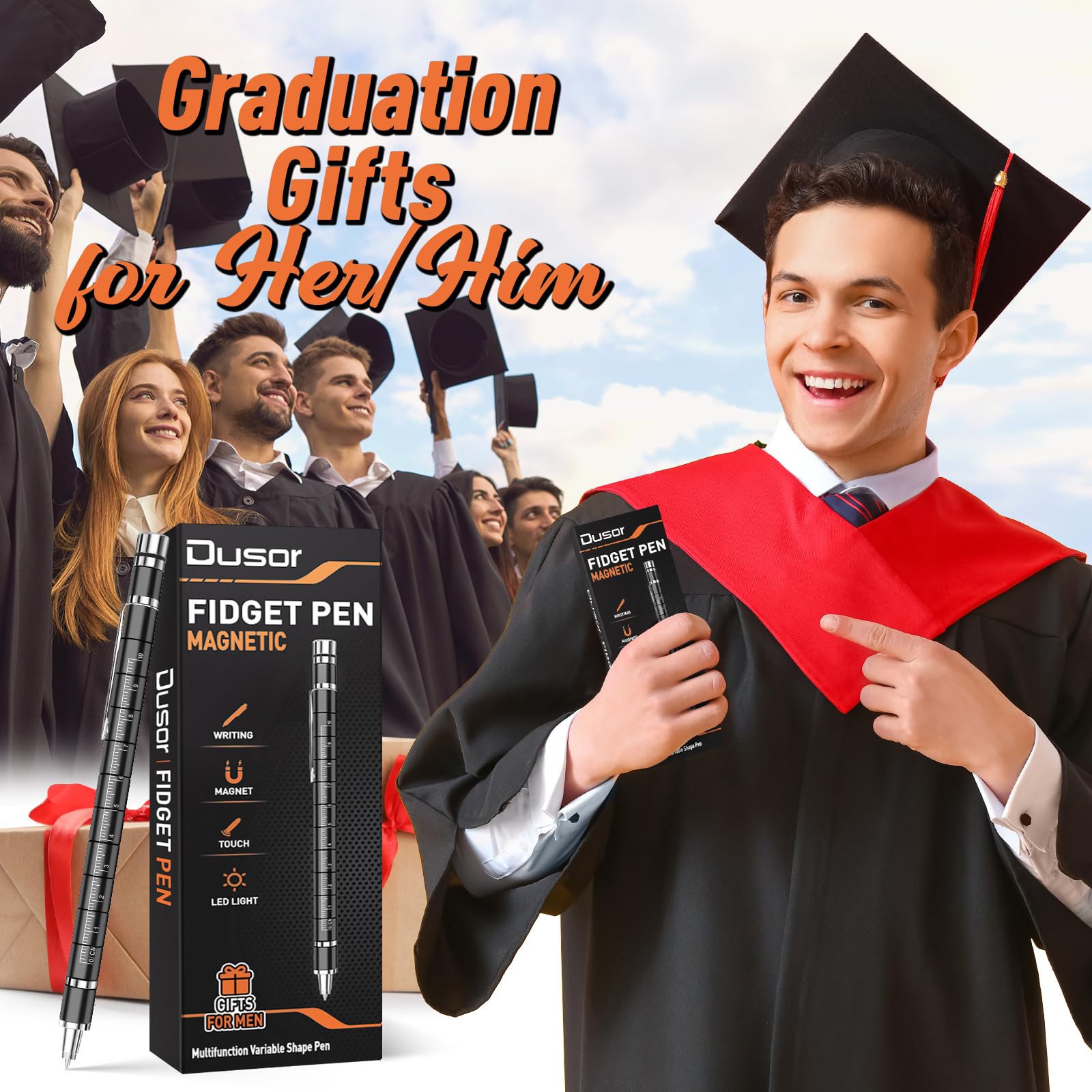 Dusor Gifts for Men Fidget Pen, 2026 Graduation Gift for Him Her Multifunction Pen, Anniversary Birthday Father‘s Day Gifts for Men Dad Husband Brother Boyfriend, Cool Stuff Gadgets for Son Teens Boy