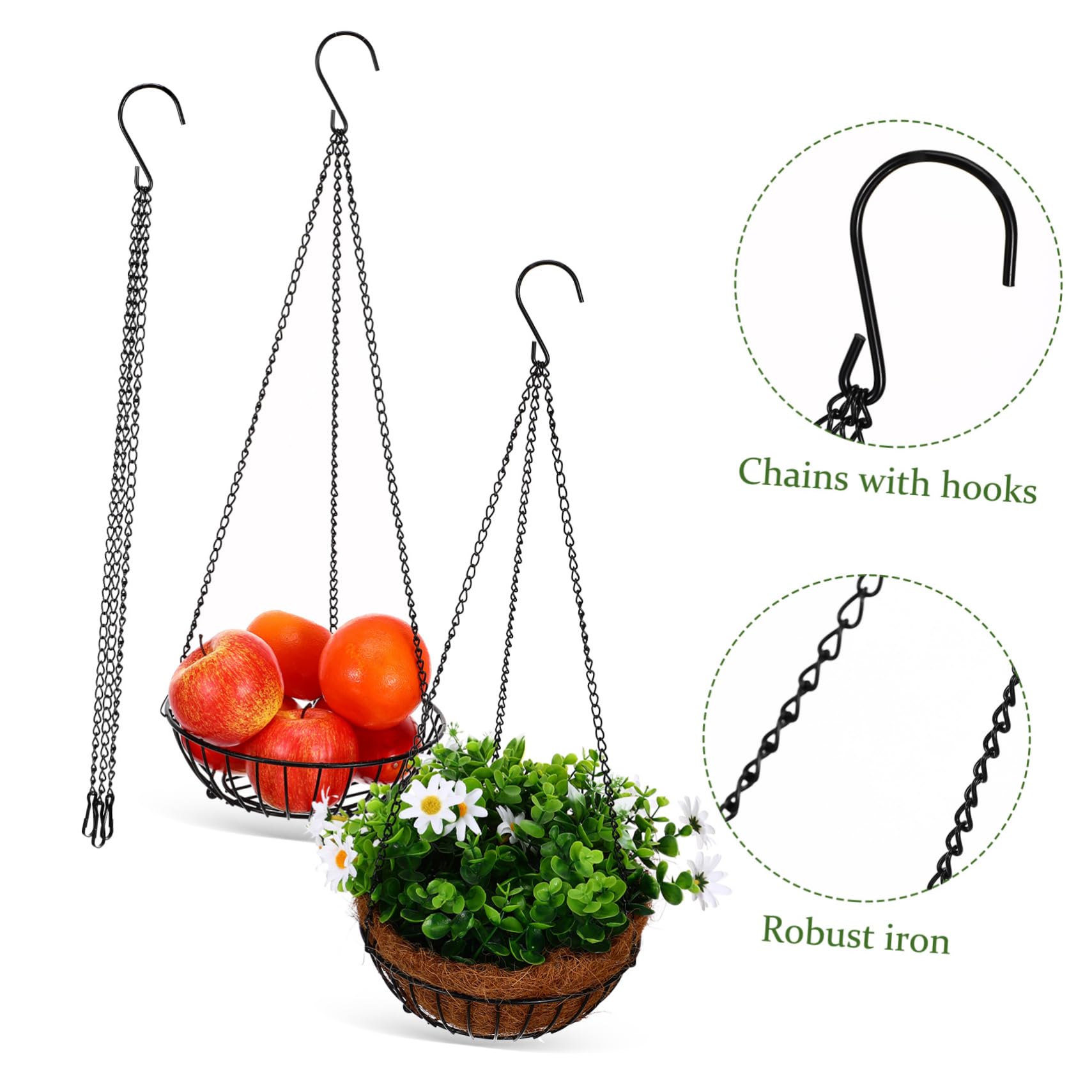 Abaodam 5 Ensembles Chaîne De Suspension Pour Pot De Fleurs Crochets Pour Plantes Suspendues Extenseur Pot De Fleurs Suspendu Chaînes De Suspension Pour s De Le Fer 5 Pièces * 5