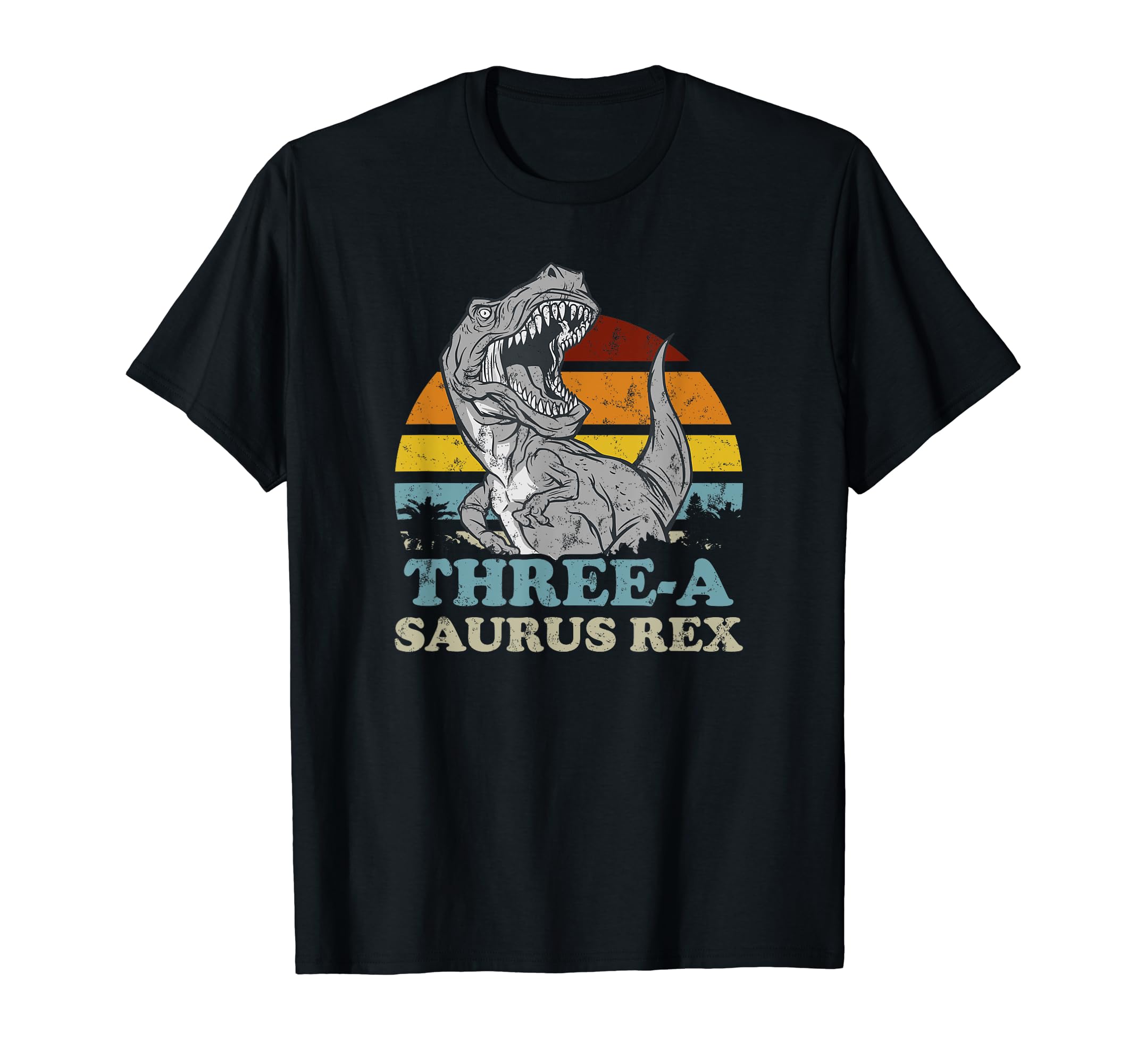 Three-A Saurus Rex Two Rex Birthday 3 Year Old T-Rex T-Shirt