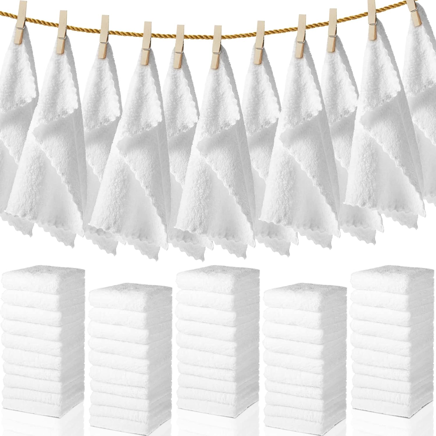 Newwiee 100 Pcs Washcloths Bulk Quick Drying Bathroom Wash