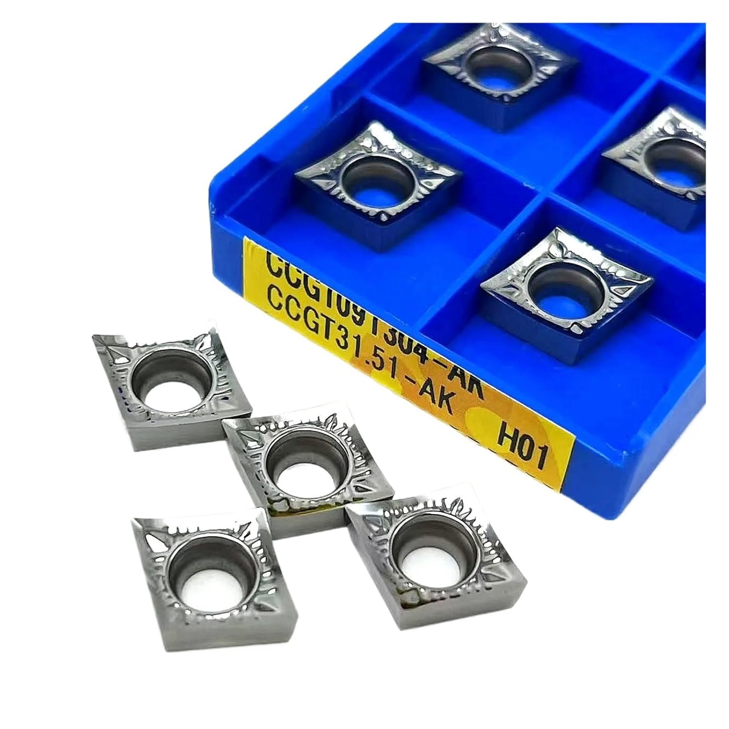 Carbide Turning Inserts 10PCS CCGT09T302 CCGT09T304 CCGT09T308-AK H01 Aluminum Hard Alloy Indexable Internal Cutting Turning Tool(CCGT09T304-AK H01)