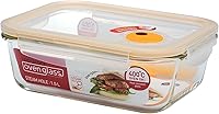 Vista 12 de LOCK & LOCK Purely Better - Recipiente de almacenamiento de alimentos de vidrio con tapa de ventilación de vapor, cuadrado de 17 onzas