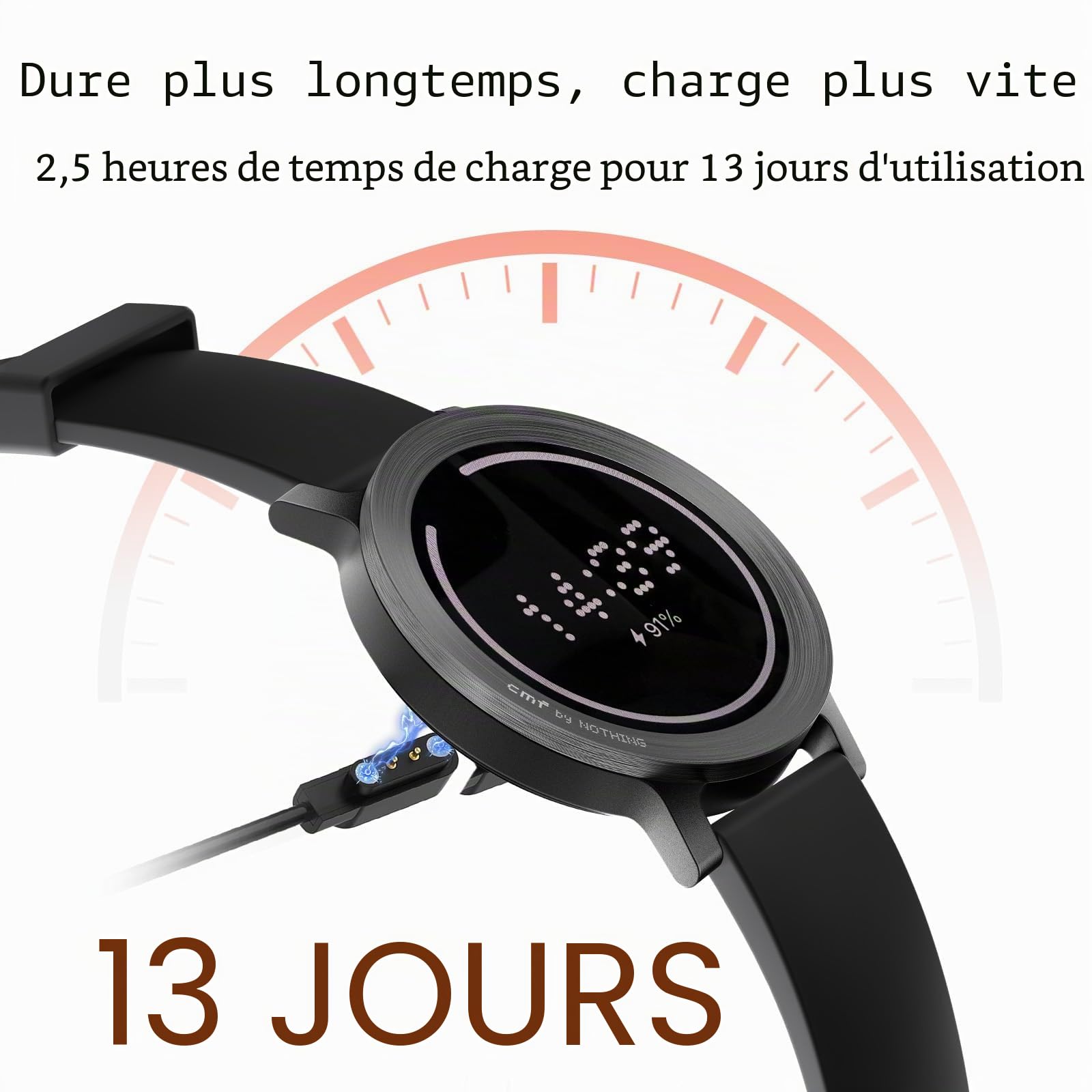 CMF Watch 3 Pro – Montre connectée 1,43" AMOLED, 13 Jours d’autonomie, GPS Double, appels Bluetooth avec réduction de Bruit IA, Suivi Sommeil et Cardio – Orange